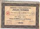 ANCIENS ETABLISSEMENTS JULES WEBER - ACTION DE 500 FRANCS AU PORTEUR - N° 007.326 - W - Z