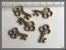 10 Breloques Clés Vieil Or Env. 15x8mm - Perles