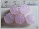 2 Perle Ronde Sculptée Lotus En Quartz Rose Env.10mm - Perles