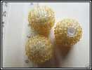 3 Perles Indiennes Dorées Gros Trou Env. 19x19mm - Perle
