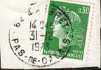 FRANCE  1970  -  Y&T  1611B  -  Cheffer   30c Vert  1 Bande De Phosphore  -  Oblitéré - 1967-1970 Maríanne De Cheffer