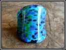 Bague En Verre Tons Vert Bleu Turquoise T. 59 Ou 8,5 - Anelli