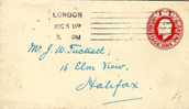 Entero Postal LONDON 1930 A Halifax - Storia Postale