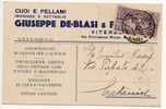 VITERBO  22.12.1930 - Card Cartolina " Ditta GIUSEPPE DE BLASI & FIGLIO  "  Cent. 30 Isolato - Reclame