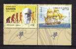 URUGUAY Charles Darwin Stamp MNH Science Ship Ape FROG - Singes