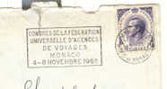 Monaco - Flamme 1968 Monte-Carlo Congrès Agence De Voyages - Lettre Entière Avec Déchirures - Postmarks