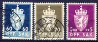 ##Norway 1955-73. Service: 3 Different.  Michel  78 + 79 + 85 . Cancelled(o) - Dienstzegels