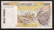 W.A.S. SENEGAL  P711Ka 1000 FRANCS 1991 Signature 22   VF   1 P.h. * FIRST DATE * - Sénégal