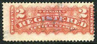 Canada F1b Used 2c Rose Carmine Registration From 1875 - Einschreibemarken