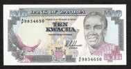 ZAMBIA  P31a 10  KWACHA  (1989) #A/F  Signature 8 UNC - Zambia