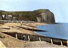 CPSM. VEULETTES SUR MER. LA PLAGE ET LES FALAISES D'AVAL. DENTELLEE. - Veules Les Roses