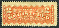 Canada F1 Mint Hinged 2c Registration From 1875-88 - Registration & Officially Sealed