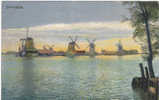 ZAANDAM HOLLAND Waterfront Homes ZAAN RIVER Large WINDMILLS Circa- 1910 - Zaandam