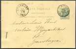 EP Carte 5 Cent. Vert, Obl. Sc BRUXELLES (Rue CHARTREUX) 24 Janvier 1889 Vers Grammont + (verso) Etiquette De Déclaratio - Cartoline 1871-1909