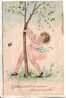 GOOD OLD ESTONIA POSTCARD - Girl & Butterfly - Schmetterlinge