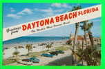 GREETINGS FROM DAYTONA BEACH, FL. - ANIMATED OLD CARS -  DEXTER PHOTO  - - Daytona
