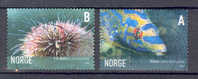 Norway 2006 Mi. 1589-90  A + B Seaworld Animals Meerestiere Sea-hedgehog Seeigel Fish Kuckuckslippfisch - Oblitérés