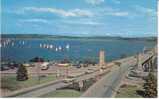 Seattle WA Yacht Club Regatta Lake Washington Floating Bridge Bus And Autos On C1950s Vintage Postcard - Seattle