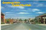 Cedar City Utah, Chrome Street Scene On C1980s Vintage Postcard, Motorcycle - Autres & Non Classés