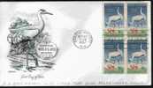 Fdc Usa 1957 Cigognes & échassiers Whooping Cranes Bloc 4 - Storchenvögel