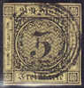 ALLEMAGNE  /  BADE  /  1851  /  3 K   /  Y&T N° 2 (o) USED /  REIMPRESSION PAPIER EPAIS - Oblitérés