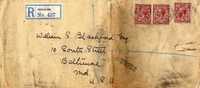 Carta Certificada MALVERN (Gran Bretaña) 1922 A Estados Unidos - Brieven En Documenten