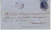 BELGIQUE Lettre N° 15 D 102 Lodelinsart 30 JUIN 1863 Vers Bruxelles TB Arrivée (8) - 1863-1864 Medallones (13/16)