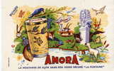 BUVARD PUBLICITAIRE POUR LA MOUTARDE AMORA. LA MOUTARDE DE DIJON DANS SON VERRE DECORE LA FONTAINE. Années 1950 / 60 - Moutardes