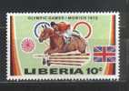 LIBERIA     N° 566 * *    Jo 1972   Cheval Hippisme - Horses