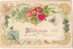 CPA GAUFFREE, FLEURS ET PAPILLON, BONNE ANNEE - Mariposas