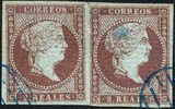 Spain #39 XF Used 2r Isabella Pair From 1855 - Used Stamps