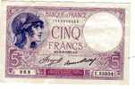 BILLET FRANCE - P.72e - 5 FRANCS VIOLET - 09 MARS 1933 - - 5 F 1917-1940 ''Violet''