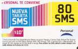 TARJETA DE ARGENTINA DE PERSONAL DE 10 PESOS 80 SMS - Argentina