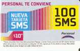 TARJETA DE ARGENTINA DE PERSONAL DE 10 PESOS 100 SMS - Argentina