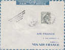 TUNISIE  LETTRE 1947 1er SERVICE AERIEN TUNIS-MARSEILLE-PARIS  CACHET D'ARRIVEE - Lettres & Documents