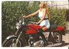 32324)cartolina Illustratoria Donna In Moto - Motorräder