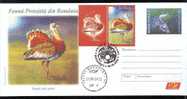 Dropia ,fish 2009 FDC,stamp On Cover + Label,obliteration Concordante,uprated,entier Postaux -Romania. - Grey Partridge