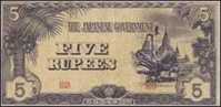 BURMA  (BIRMANIA) 5 RUPIAS/RUPEES  ND(1.942-1.944) KM#15b  MBC/VF  DL-7191 - Andere - Azië