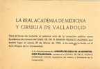 Invitacion Real Academia Medicina VALLADOLID 1962 - Altri & Non Classificati