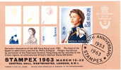 1963  STAMPEX 1963 Label On Gummed Stamp Paper Showing Elizabeth II 1962 $20 Stamp - Blocchi & Foglietti