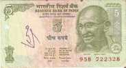 BILLETE DE LA INDIA DE 5 RUPIAS   GHANDI - India