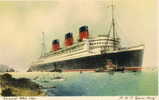 PAQUEBOT QUEEN MARY Cunard White Star Carte Illustrée - Steamers