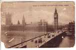 GOOD OLD GB POSTCARD - London - Westminster Bridge (faulty) - Houses Of Parliament