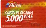 ACR-007  TARJETA DE AIRTEL DE 5000 PTAS  1/01/2000  IMPUESTOS INDIRECTOS NO INCLUIDOS - Airtel