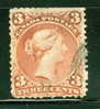 1868 3 Cent Large Queen Issue #25  Trimmed Perfs Along Top - Sonstige & Ohne Zuordnung