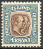 Iceland #83 Mint Hinged 1k Christian IX & Frederik VIII From 1907 - Nuovi