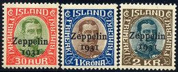 Iceland C9-11 (michel  147-149)(Facit 162-164) Mint NH Zeppelin Overprint Set From 1931 - Aéreo