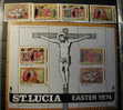 SANTA LUCIA 1974 - PASCUA - 4 SELLOS + BLOCK - YVERT 350/54 + BLOCK 2 - Pâques