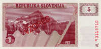 ## SLOVENIE P3S1 AL 1990 5TOLARJEV VZOREC(SPECIMEN) UNC - Slovenia