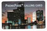 USA  - Phone Pass Calling Card - World Com - Worldcom - Skyline By Night - Sunset - $20 - Autres & Non Classés